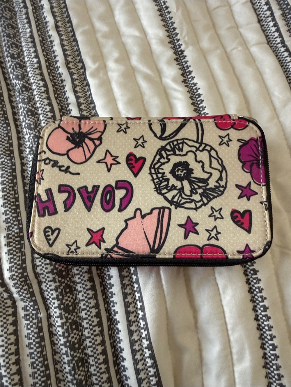 Coach Poppy Jewelry Travel Case in Beige, Pink and Magenta